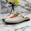 Leather men slippers soft cowhide Lazy women shoes Metal buckle beach slippers Mules Princetown Classic lady slippers with box