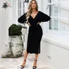 Kadın Örme Elbise Kış Seksi Rahat Uzun Kollu Moda Parti Artı Boyutu Vintage Zarif Kazak Elbiseleri Kadınlar için Kadın X0521