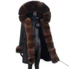 Fashion Winter Jacket Big Fur Outerwear Detachable Women Real Coat Natural Collar Loose Long Parkas 211220