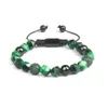 Grön cz boll armband grossist 8mm facetted cut naturliga gröna tiger sten pärla armband för älskare rep kedja kvinnor man