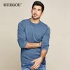 Kuegou Outono Branco Preto Planície Camisola Homens Pulôver Casual Jumper Slim para Male Wear Marca Malha Plus Size Roupas 8922 201124