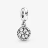 925 Sterling Silver Sparkling Snowflake Circle Dangle Charm Fit Original European Charm Bracelet Mode Bijoux Accessoires