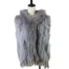 Harppihop Fashion Raccoon Trim Gilet de lapin tricoté avec capuche Gilet de fourrure Gilet 201208