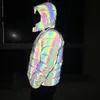 반사 재킷 전체 남자 / 여자 하라주쿠 두꺼운 윈드 브레이커 후드 재킷 힙합 streetwear 저녁 밝은 지퍼 Jacke 201104