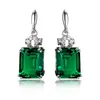 Couleur argentée 925 Boucles d'oreilles bijoux émeraude pour femmes péridot mystic jade bizuteria gemstone grennet emerald drop-bings feme1