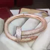 Nails with diamonds BIG bangle 18 K gold never fade official replica jewelry top quality luxury brand bangles classic style bracel278E