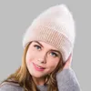 Beanie/Skull Caps Cappello lavorato a maglia con capelli d'angora Pullover di lana caldo alla moda Donna Inverno Davi22