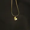 Titanium With 18K Gold Cute Heart Necklace Women Stainess Steel Jewelry Party Designer T Show Runway Gown Sweety Japan Korean Q0531