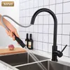 Xoxo Touch cucina rubinetto tira fuori mixer freddo e caldo rubinetto nero oro oro singolo portafoglio rubinetto cucina rubinetto 1348-1 T200424