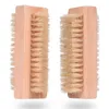 Wooden Natural Boar Bristle Brush Double Sided Nail Brush SPA Manual Cleaning Massage Brushes