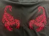 Awighty Scorpion Rollkragen in schwarzer Embiodery Red Block Slim Langarm T Shirt Harajuku Tshirt T200110
