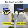 2023 NIEUWE SOLAR MULL LAMP SENSOR Lichten Motion Sensor LED Oplaadbare zonne-licht Licht Drie-head Rotateerbare Buiten Waterdichte Street Wandlamp