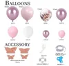 Schmetterling Metall rosa Macaron Ballon Kette Paket Geburtstag Party Dekoration Hintergrund Wand