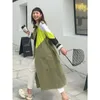 DEAT Autumn Fashion Trench Coat Women Hit Color Full Sleeve Lapel With Sashes Slim Long Length Elegant Wild HT034 201030