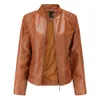NXH 새로운 가죽 자켓 여성 봄 가을 OL 스탠드 칼라 모터 바이커 코트 PU Outwear 가을 자켓 블랙 레드 201226