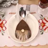 スウェーデンサンタGNOME食器バッグフォークナイフカトラリーホルダー銀器バッグクリスマスパーティーテーブルディナー装飾JK2011XB