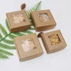 small Kraft paper box handmade soap box with window brown white black craft paper gift jewelry box multi-size