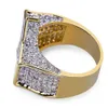 Super Star Gold CZ Bling Anel Micro Pave Zircão Cúbico Simulado Diamante Hip Hop Mens Jóias Mens Anéis