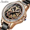 Sunkta Kadınlar Saatler Elbise Moda Hediyeler Saatler Lüks Marka Kuvars Seramik Bilezik Bilek Montre Femme 220122