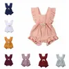 Baby Girl Clothes Infant Sleeveless Ruffle Rompers Toddle Cross Criss Solid Jumpsuits Newborn Boutique Onesies Climb Bodysuits LSK1743