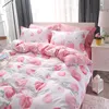 Prinsessan frukt persika sängkläder uppsättningar Duvet Cover Set Bed Stack Pillowcase Rosa Twin Full Queen King Size BedClothes Home Textiles 201210