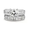 choucong Princess cut Stone 5A Zircon stone 10KT White Gold Filled Wedding Band Ring Set Sz 5-11 Y0122188w