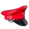 Chapeaux à large bord Casquette de barre de nuit Chapeau de sécurité Capitaine PU Cuir Rouge Stage Performance Prop 57/59 / 61cm1