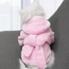 Home Dog Pajamas Fashion Pet Jumpsuit Winter Warm Hoodie Clothes Cute Soft Comfortable Bathrobe For Puppy Solid Coats Casual1