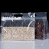 50pcs sacs d'emballage alimentaire refermables transparents avec poignée, pochette à fermeture éclair debout de grande capacité, sacs d'emballage à fond large pour collation 201021