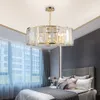 Lustre en cristal rond éclairage salon chambre lampe suspendue luminaires de luxe en or AC 110V 240V