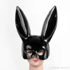 Noir Sexy Lapin Oreille Masque Femmes Fille Blanc Mignon Lapin Longues Oreilles Bondage Masque Halloween Mascarade Parti Cosplay Costume Prop WVT0942