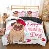 Homesky Cartoon Pug Dog Duvet Cover Set Söt djur sängkläder Set Kids Sov Linne Drottning King Conterter Bedding Sets 201021