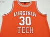 Vintage Rare Correct version Virginia Tech University Hokies Dell Curry #30 Full embroidery Size S-4XL or custom any name or number jersey