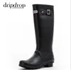 Женская водяная обувь матовый дождь сапоги водонепроницаемые ботинки колено высокий дождевой высотой 38см 02