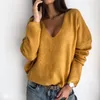 Women Knitted Pullover Top Long Sleeve V neck Sweater Elegant Laies Loose Knitwear Dames Casual Streetwear Clothes