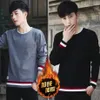 Herrtröja koreansk utgåva plysch långärmad stickad skjorta ungdom hundra set tröja rund krage topprock 201126