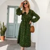 Leopard Midi Dress Women High Waist Long Sleeve Robe Femme Vintage Work Office Ladies Autumn Shirt Vestidos Cortos Fashion 2020 LJ200818