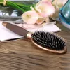 Brosse à cheveux en poils de sanglier Anti-statique Puddle Peigne Nylon Massage Outil de soin des cheveux Poignée antidérapante W3958