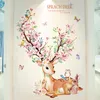 Geyik Tavşan Hayvan Duvar Etiketler DIY Çiçekler Duvar Çıkartmaları Çocuklar Odalar Bebek odası Kreş Ev Dekorasyon 201106 için