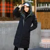 Piumino da donna Parka da donna Caldo manica intera con tasca Parka Cappotto Giacca invernale Moda Sottile Spallina media lunga