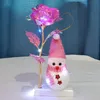 LED Złota Folia Platerowana Róża Z Niedźwiedziem Snowman Luminous Rose Flower Shock Light Golden Rose Ślub Walentynki Boże Narodzenie Prezent GGA3770-1