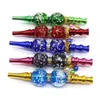 Smoking Nozzle Gold Plated Crystal Inlay Portable Hookahs Tips glow in dark Blunt Holders Shisha Smoke Pipes Metal Gourds Beads