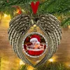Sublimacja Christmas Ornament Dekoracje Angel Wings Kształt Puste Hot Transfer Drukowanie Dwustronne Drukowanie Choinki Wisiorek