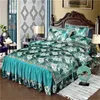 Elegant sängkläder Jacquard Duvet Cover 4pcs / Set Linne Luxury BedClothes Lila Lace Set Golden Bed Kjol T200706