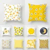 Pillow Case 45x45 cm gelber gestreifte Kissenbezug Nordic Geometrisches Blumendruck Wurfkissenabdeckung Dekoration