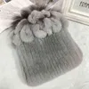 ロシアの冬の毛皮の帽子ナチュアルレックスウサギの暖かいキャップレディースニット100％Geunine Hats 211228