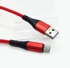 3a Fast Speed ​​Laddning 1m 3FT flätad tyg nylon typ C USB-kablar Micro USB-kabel