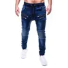 Herr jeans manliga byxor casual byxor svettbyxor jogger dragkedja dragkastfickor fitness träning kör skinny296s