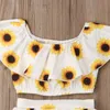 Meisjes zonnebloem jurk pak met haarband meisje 3 stks kleding sets zon bloem jurken zonnebloemen top 20220112 h1