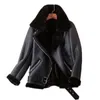 Ailegogo Winter Coats Women Thick Faux Leather Fur Sheepskin Coat Female Fur Leather Jacket Jacket Casaco Feminino 201224
